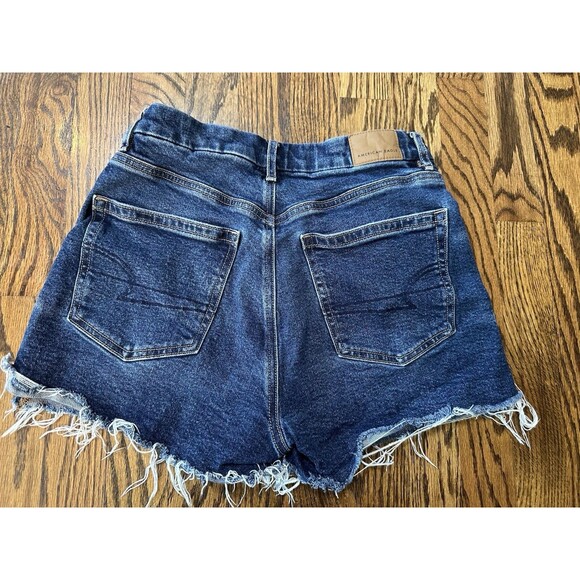 American Eagle Strigid Distressed Blue Denim Jean Shorts Cutoff Cotton‎ Size 0 - Picture 9 of 9